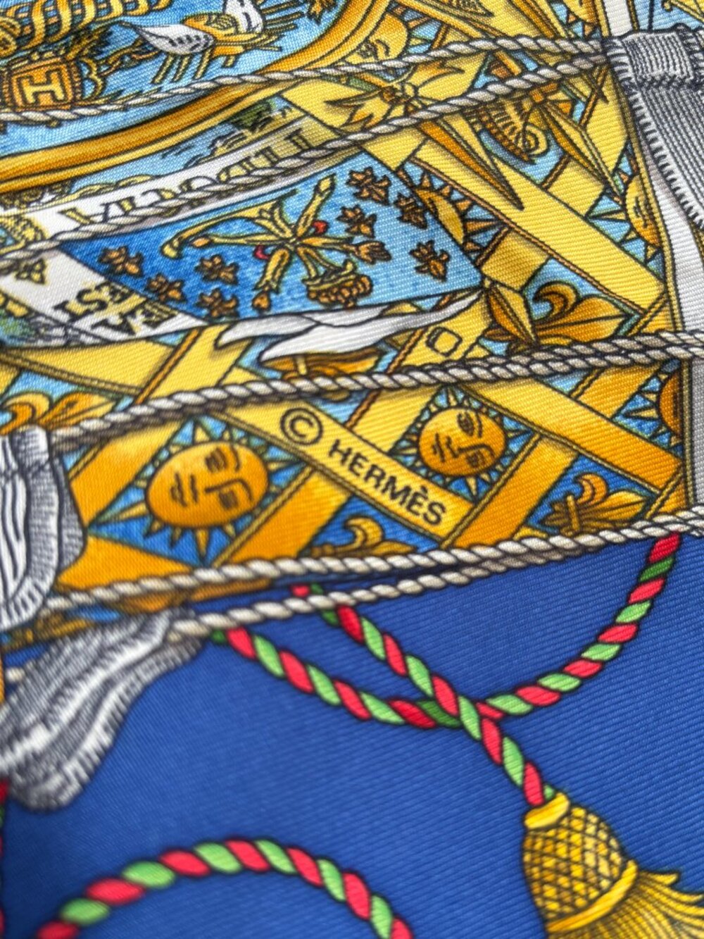 Hermes Silk Les Tambours Scarf 90